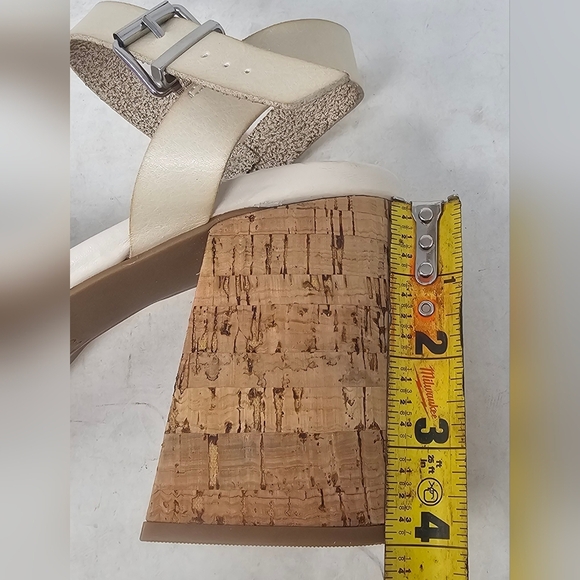 Lane Bryant Dream Cloud Cross-Front Faux Leather Platform Block Heel Beige 10.5W - Picture 14 of 16